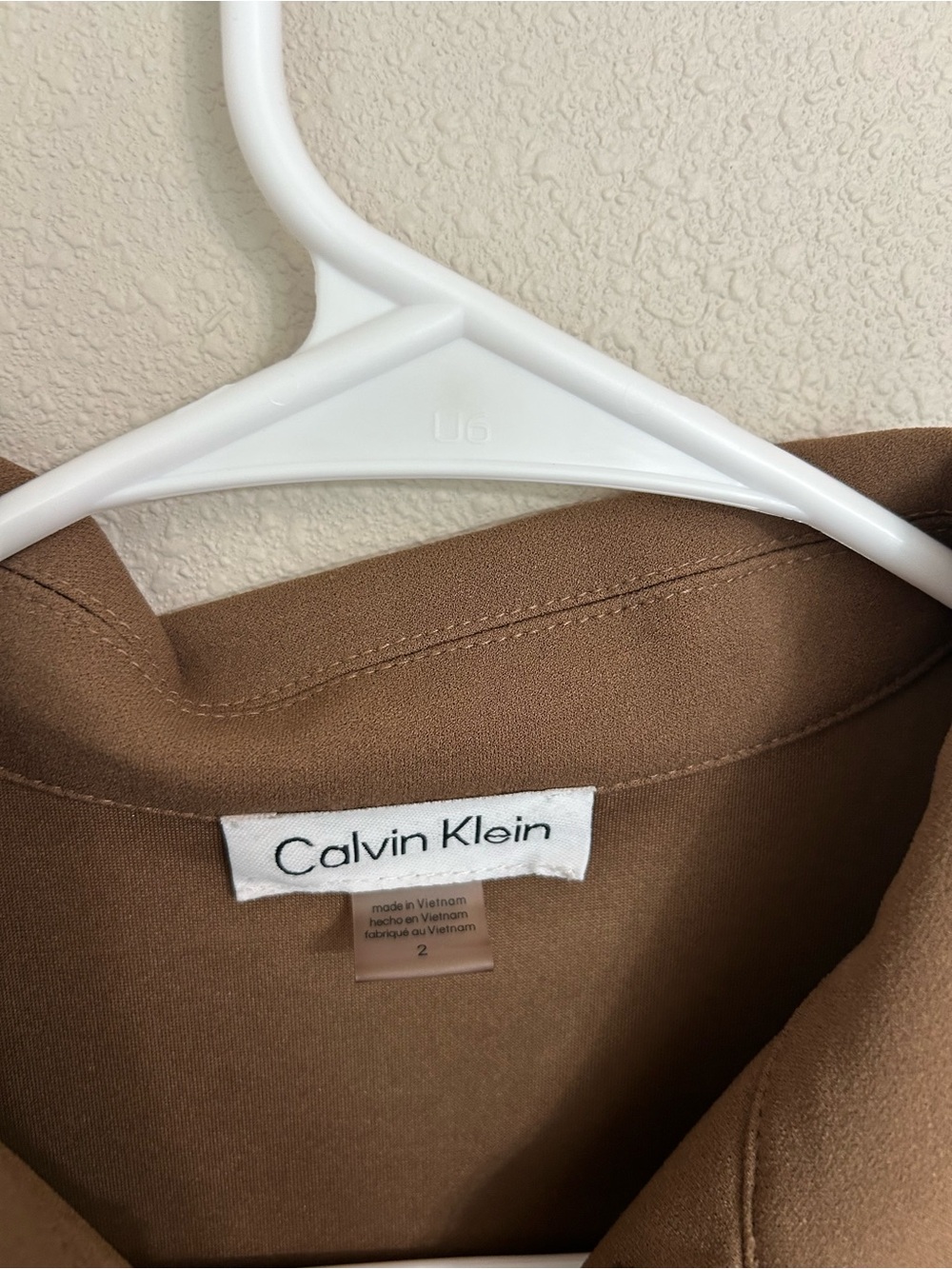 Calvin Klein Chocolate Brown Button-Front Maxi Dress with Belt - Picture 3 of 6